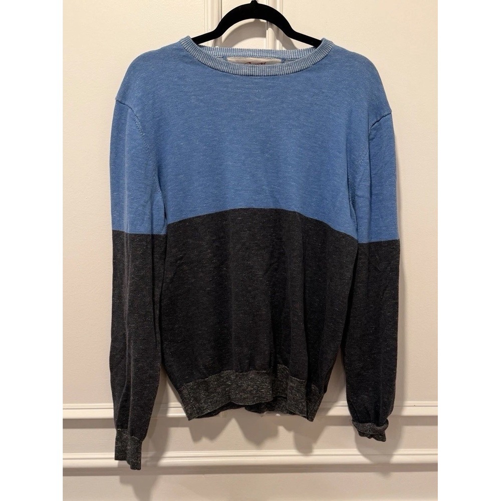 Grayers Clothiers Men's Size‎ L/G Blue Gray Colorblock Crew Neck Sweater